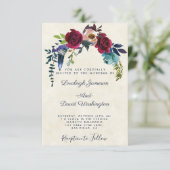 Invitation de mariage florale boho rouge (Debout devant)