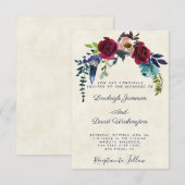 Invitation de mariage florale boho rouge (Devant / Derrière)