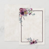 Invitation de mariage florale bordeaux et rose bud (Devant / Derrière)