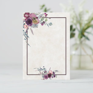 Invitation de mariage florale bordeaux et rose bud