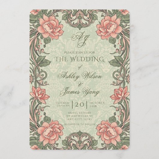 Invitation de mariage florale botanique élégante v (Devant)