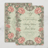 Invitation de mariage florale botanique élégante v (Devant / Derrière)
