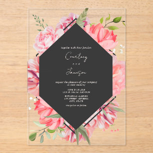 Invitation de mariage florale botanique géométriqu