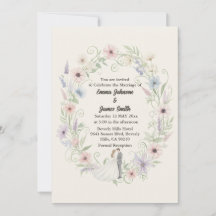 Invitation de mariage florale crème minimaliste