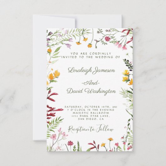 Invitation de mariage florale de jardin (Devant)