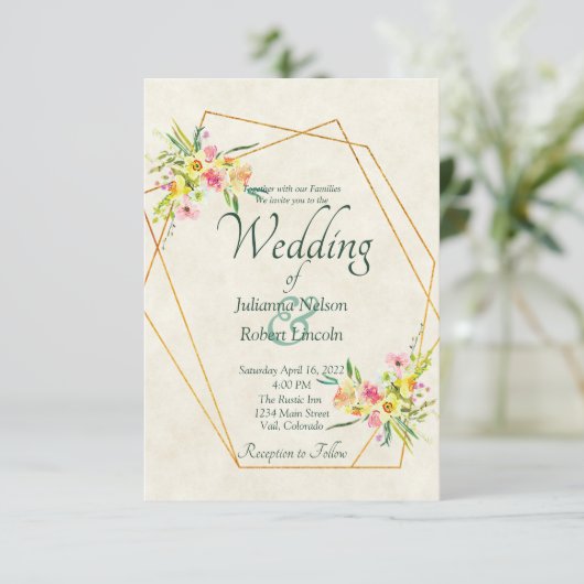 Invitation de mariage florale de printemps (Debout devant)