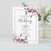 Invitation de mariage florale décontractée rose (Debout devant)