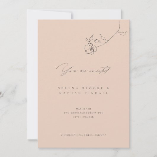 Invitation de mariage florale délicate personnalis (Devant)