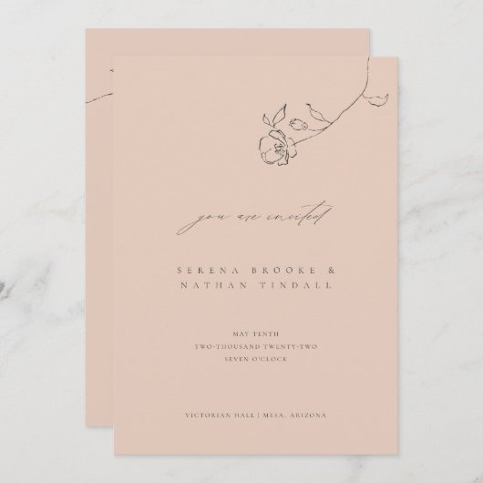 Invitation de mariage florale délicate personnalis (Devant / Derrière)