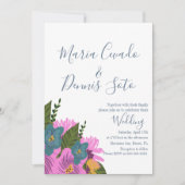 Invitation de mariage florale dessinée à la main e (Devant)