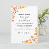 Invitation de mariage florale d'été rose et orange (Debout devant)