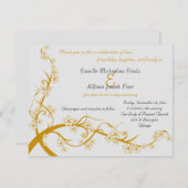 Invitation de mariage florale dorée (Devant / Derrière)