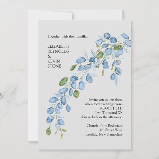 Invitation de mariage florale élégante (Devant)