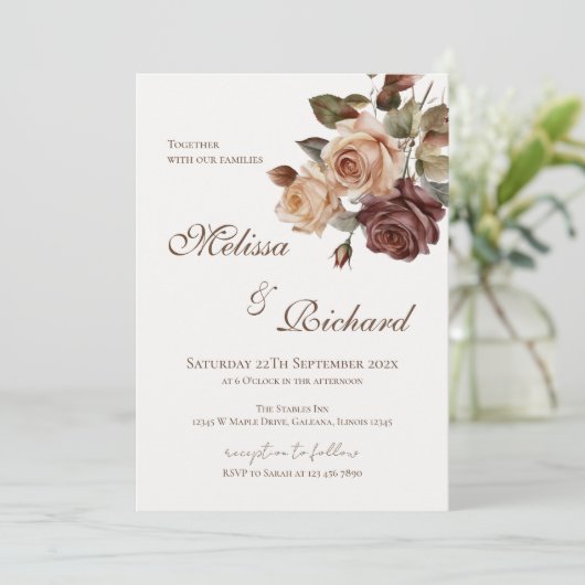 Invitation de mariage florale élégante (Debout devant)