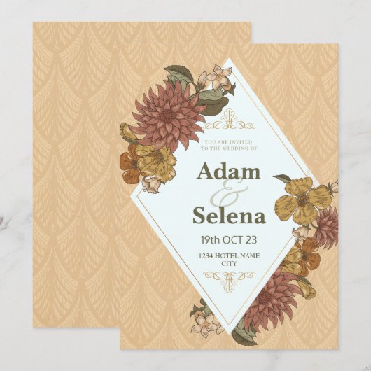 Invitation de mariage florale élégante (Devant / Derrière)