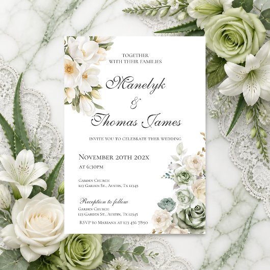 Invitation de mariage florale élégante