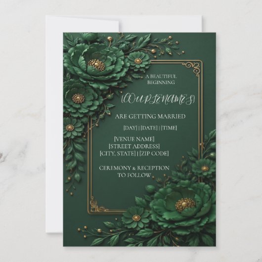 Invitation de mariage florale élégante (Devant)