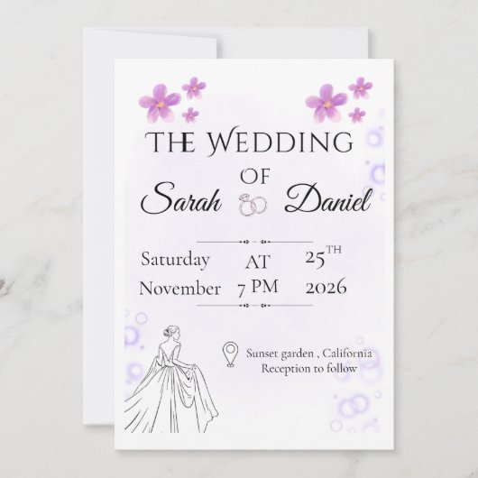 Invitation de mariage florale élégante (Devant)