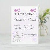 Invitation de mariage florale élégante (Debout devant)