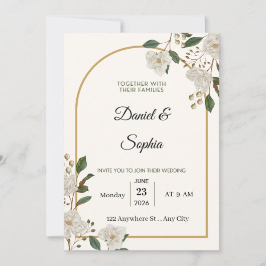 Invitation de mariage florale élégante (Devant)