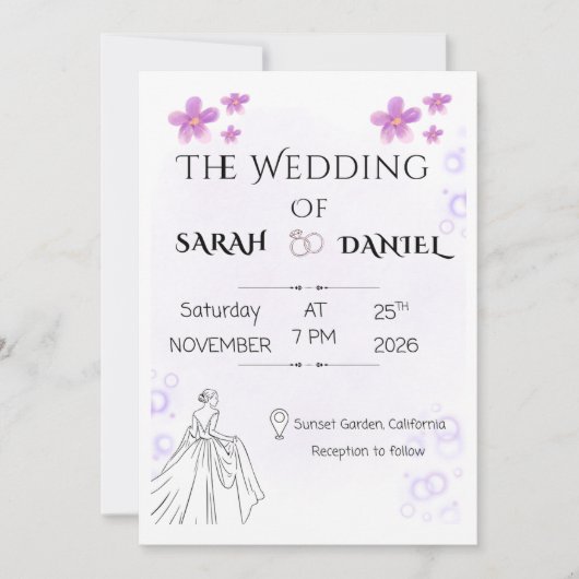 Invitation de mariage florale élégante (Devant)