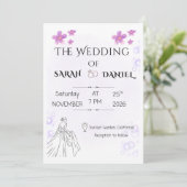 Invitation de mariage florale élégante (Debout devant)
