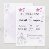 Invitation de mariage florale élégante (Devant / Derrière)
