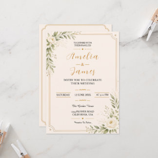 Invitation de mariage florale élégante minimaliste