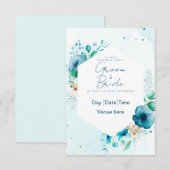 Invitation de mariage florale élégante sarcelle et (Devant / Derrière)