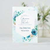 Invitation de mariage florale élégante sarcelle et (Debout devant)