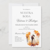 Invitation de mariage florale en espagnol (Devant)