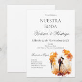 Invitation de mariage florale en espagnol (Devant / Derrière)
