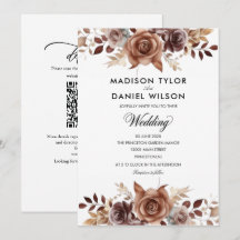 Invitation de mariage florale en ivoire cuivre cho