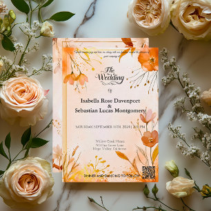Invitation de mariage florale en terracotta élégan