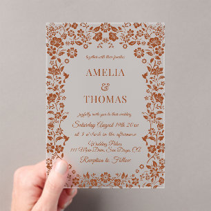 Invitation de mariage florale en terre cuite
