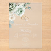 Invitation de mariage florale en verdure acrylique (Recto)