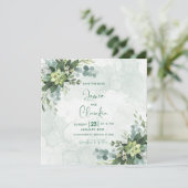 Invitation de mariage florale Enregistrez la date (Debout devant)