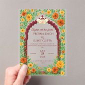 Invitation de mariage florale indienne traditionne (In situ (ordinateur de poche))