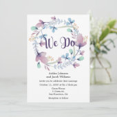 Invitation de mariage florale. Invitation bleue et (Debout devant)