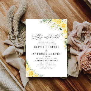 Invitation de mariage florale jaune élégante