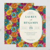 Invitation de mariage florale joyeuse (Devant / Derrière)