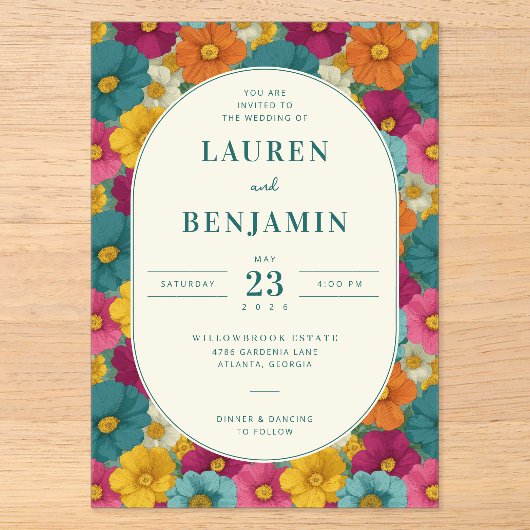 Invitation de mariage florale joyeuse (Recto)