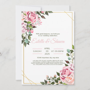 Invitation de mariage florale, mariage romantique