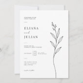 Invitation de mariage florale minimale propre et m (Devant)