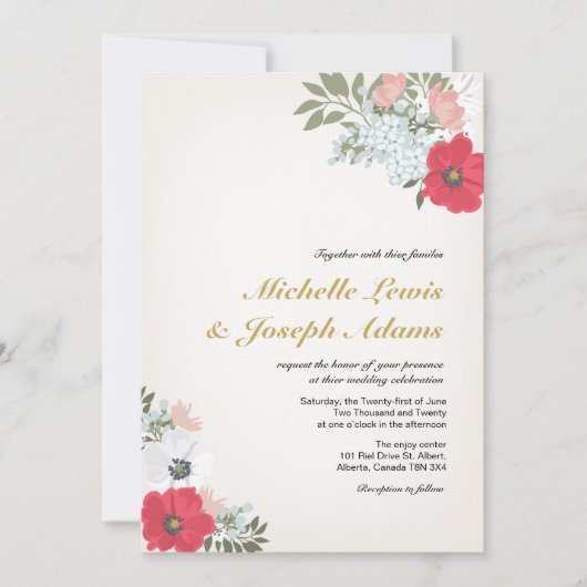 Invitation de mariage florale moderne (Devant)