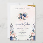 Invitation de mariage florale moderne élégante à p (Devant)