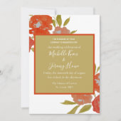 Invitation de mariage florale moderne rouge orange (Devant)