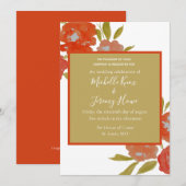 Invitation de mariage florale moderne rouge orange (Devant / Derrière)