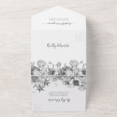 Invitation de mariage florale noir et blanc tout-e (Dehors)