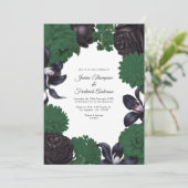 Invitation de mariage florale noire et verte forêt (Debout devant)